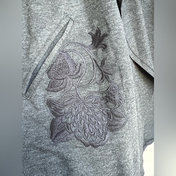 Soft Surroundings Boho L Charcoal Gray Embroidered Oversized Open Cardigan - Picture 5 of 7